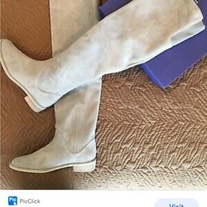 Stuart Weitzman Rocker Chic beige suede over the knee boots size 10.5